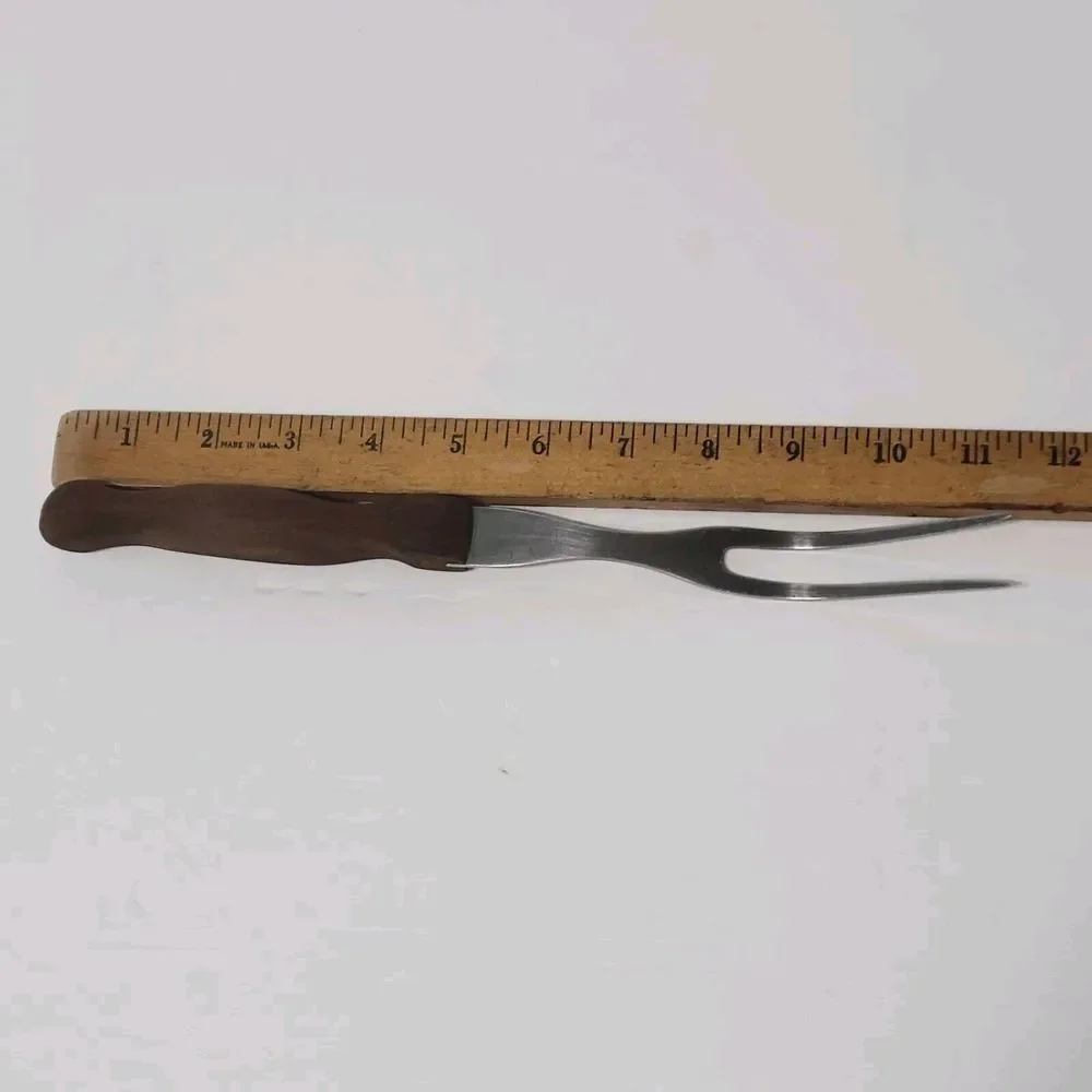 Cutco Carving Turning Fork No 27 Brown Wood Handle Made in USA - Picture 13 of 14